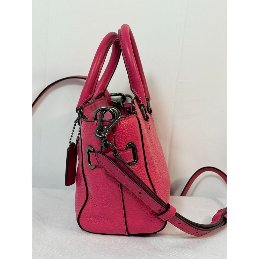 Coach Hot Pink Pebbled Leather Crossbody Satchel - Picture 3 of 15